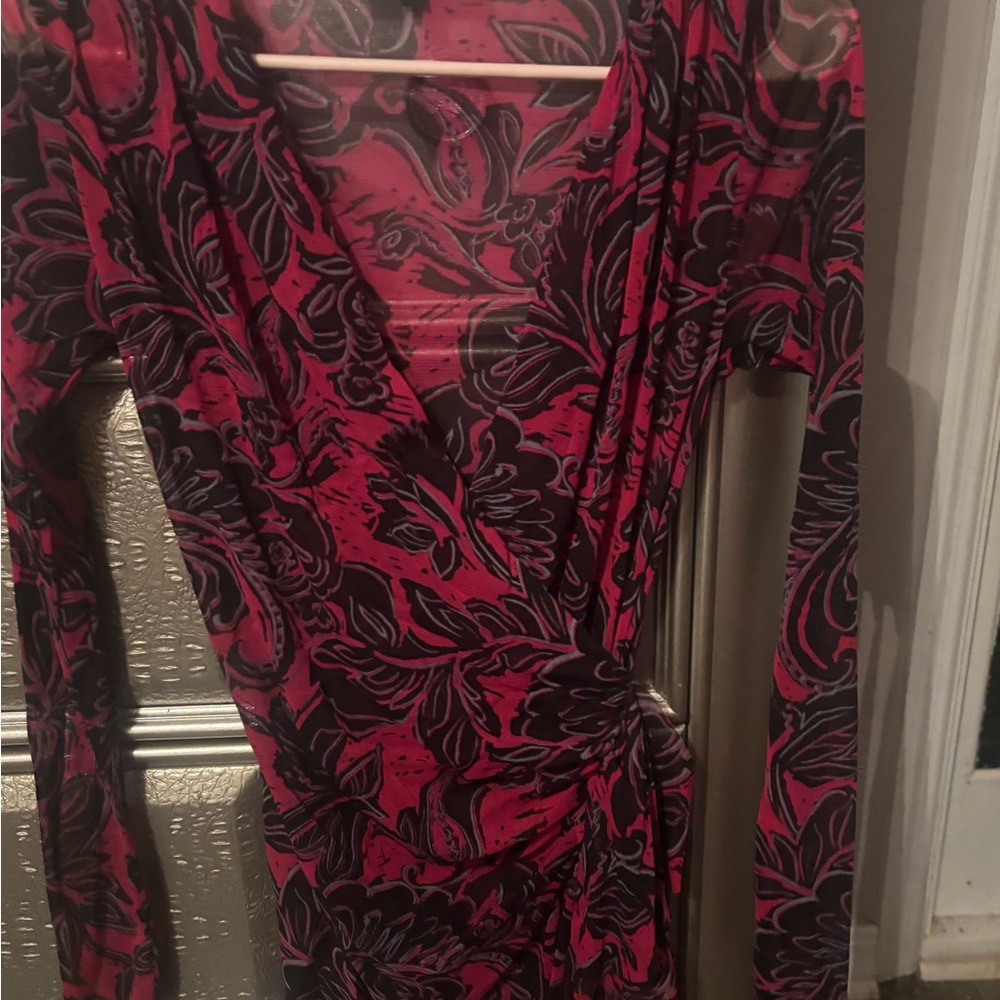 Karen Kane Pink Long Sleeve Bodycon Blouse for Night Out